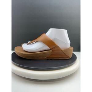 FitFlop Lulu Womens Size 9 Tan Leather Toe Post Flip Flops Sandals Comfort